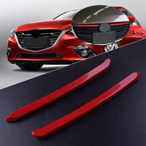 CITALL 2Pcs 32.5x1.8 cm Car Red ABS Front Bumper Grille Grill Cover Trim Fit For Mazda 3 Axela 2017 2018