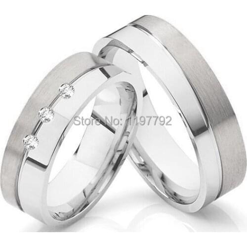 2016 discount cheap tailor made silver color mens and womens titanium steel wedding band couple rings jewelry