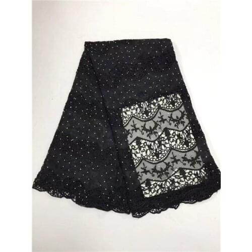 2018 High quality Water soluble Cord Embroidery African Guipure lace fabric plan color Swiss chemical Lace fabric Black orange