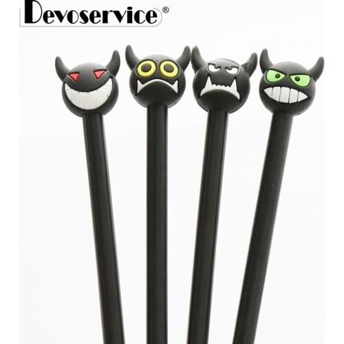 4Pcs/Pack Cartoon Weird Devil Gel Pens Kawaii Writing Stationery For School 0.5mm Black Ink Neutral Pens Offices School Supplies