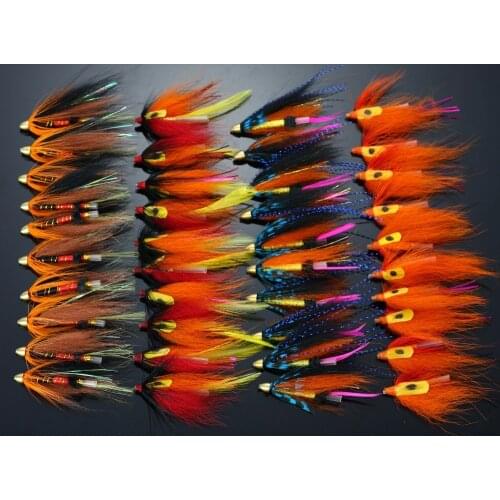 40Pcs Tube Fly Flies Orange Salmon And Sea Trout Fly Fishing Lures