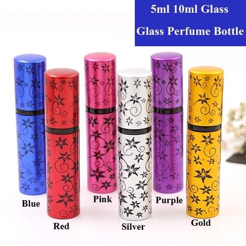 5/10ml 5/10/15/20/30pcs Empty Glass Refillable Portable Mini Perfume Bottle &Traveler Metal Spray Atomizer Parfum Container Tube