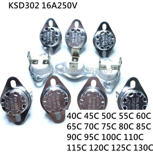 5PCS KSD302 / KSD301 40C NC Temperature Control Switch 40 Degrees Normally Closed 50C 80C 90C 60C 100C 16A250V Ceramic Switch NC
