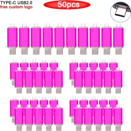 50pcs/lot free logo Flash Drive 2 IN 1 USB Type C & Micro Usb Stick OTG Pen Drive 8GB 32GB 64GB 128GB High Speed Pendrives
