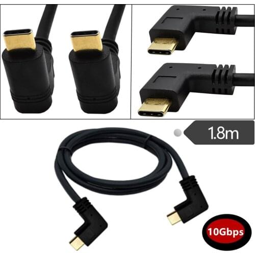 90 Degree USB-C to USB-C Up Down & Left Right Angle 90 Degree USB 3.1 Type-C Male to Male Fast Charging Cable GEN2 10Gbps
