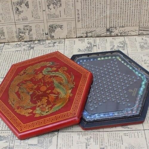 Antique Checkers Small Checkers Retro Chess Box Antique Box Small Checkers Glass Checkers Parent-child Gifts Entertainment