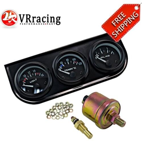 FREE SHIPPING 52mm Triple gauge 3in 1 ( Oil press Gauge + Water Temp Gauge + Volt Meter ) Sensor 52mm Auto Gauge Car Meter