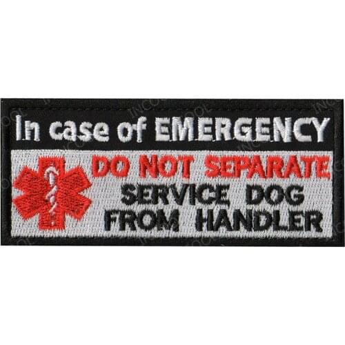In Case of Emergency Service Dog Embroidered Patches Tactical Military Patches Warning Vests/Harnesses Embroidery Badges