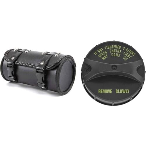 Motorcycle Fork Bag PU Leather Bicycle Handlebar Tool with Engine Fuel Filler Gas Cap for 92-04 Honda Acura Vehicles