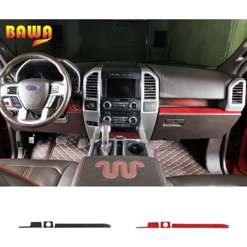 BAWA Car Center Console Decoration Stickers Carbon Fiber Protection Strip Cover For Ford F150 2015 2016 2017 2018 2019 2020 2021