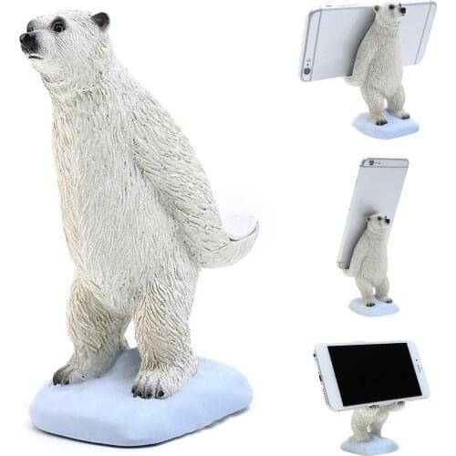Cute Polar Bear Phone Holder Desktop Mobile Phone Support Holder Bracket Desktop Tablet Holder Smartphone Stand Holder Bracket