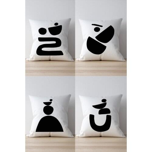 Double Side Printed Stone Pattern 4'Lü Suede Pillow Decorate Case Good Quality Stylish Home Garden Room Kitchen Gift Convenient Decorative Modern