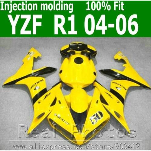 Injection molding fairings set for YAMAHA R1 fairing kit 2004 2005 2006 yellow black bodywork YZF R1 04 05 06 AS33