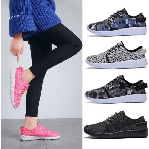 Boys & Girls And Adult Shoes Unisex Breathable Kids Sneakers Lace Up Casual Ultralight Fly Fabric Shoes For Children Size 35-46
