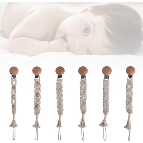 Crochet Pacifier Clip Chain Woven Cotton Rope BPA-free DIY Dummy Nipple Holder Soother Baby Teething Chewable Toys