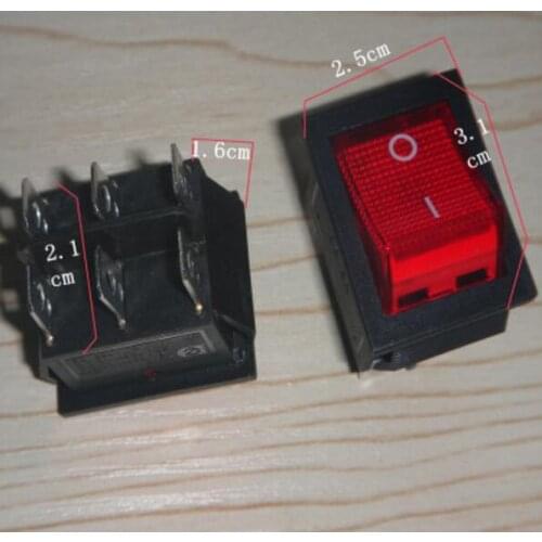 250V 16A Electric Heater Parts Rocker Switch 1button or 2 buttons with 6 pins KCD8