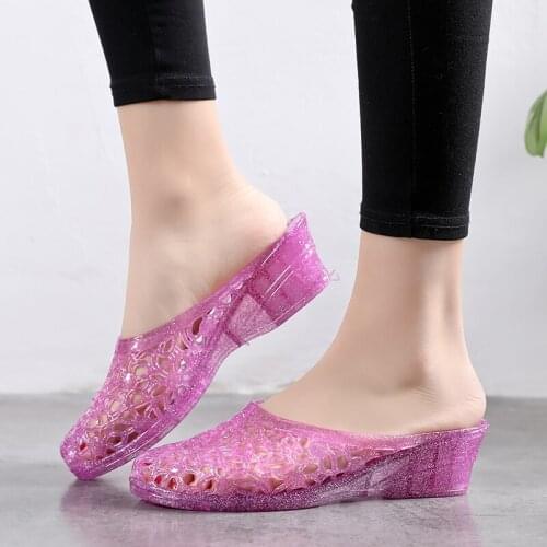 Summer Women Slippers Crystal Wedges Clogs Platform Outdoor Garden Shoes Beach Sandal Female Indoor Bathroom Loafers Home Slides