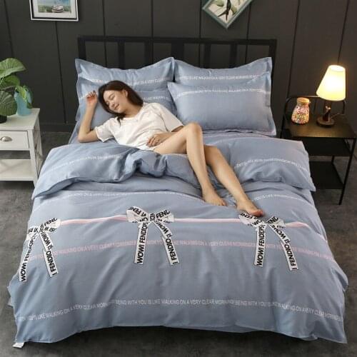 Bed four-piece set thickened grinding hair simple double bed sheet single cover three-piece set