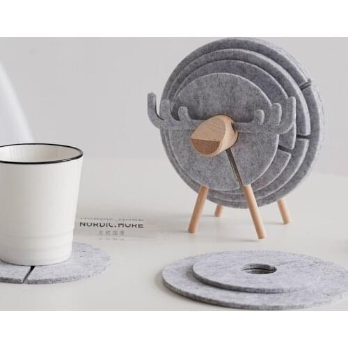 Non-Slip Insulation Hydrophilic Pad Creative Simple Western Food Placemat round Coaster Sheep Gift Decoration