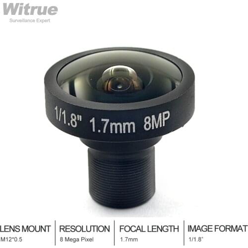 4K CCTV Lens 8Megapixel Fisheye 1/1.8 Inch 185 Degree M12 Mount Lens 1.7mm For IMX178 Sensor 4K Camera