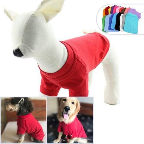 Pet Clothing Apparel Dog T-shirt Cotton T-shirt Big Dog Monochrome T-shirt Solid Color Spring/Summer Style