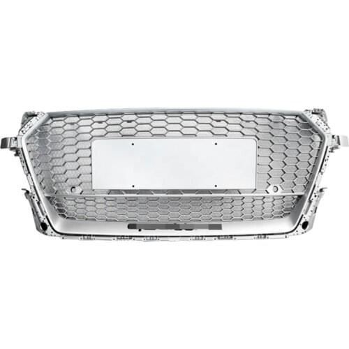Front Sport hexagonal mesh honeycomb cover silver for Audi TT/TTS 8S silver for TTRS style 2015 2016 2017 2018 car styling