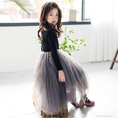 Girls dress pink white summer dress new the fashionable big child kid fluffy gauze fairy dress summer childrens princess dress