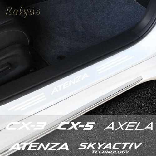 4Pcs Transparent Car Door Sill Protector Threshold Protective Film Decorative Stickers For Mazda CX3 CX5 Axela Atenza Skyactiv