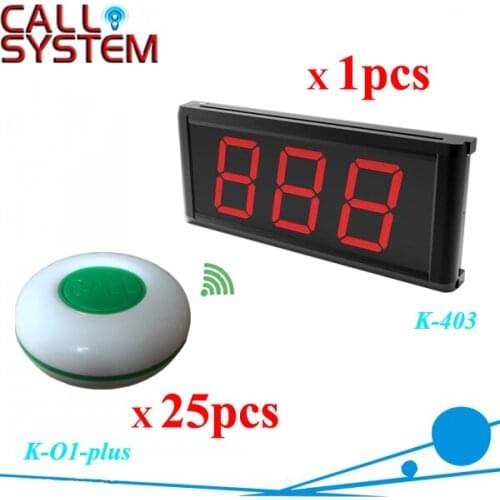 Restaurant pager waiter calling system 1 big display panel K-403 with 25pcs single-key waterproof buzzer