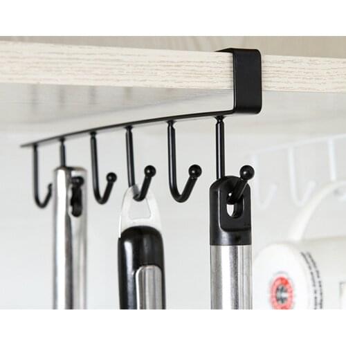 Wardrobe Storage 6 Even Kitchen Rack Hook Wrought Iron Home Organization Free Nail Cabinet Compartment Hook