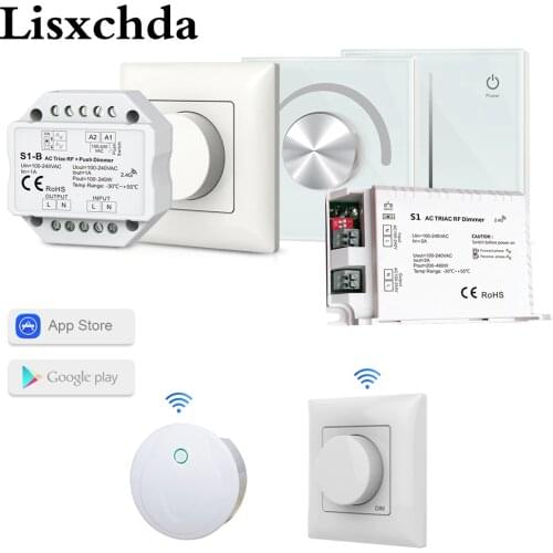 Triac LED Dimmer AC 220V 230V 110V Wireless RF Remote Controller Dimmable Knob Wifi Smart Light Switch Dimmer for LED Lamp Bulb