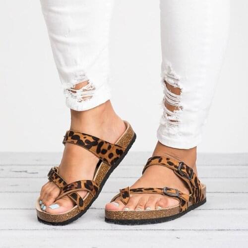 Women Flip Flops Sandals Summer Beach Shoes Women Large Size Leopard Flat Slides Slippers Casual Flat Sandalia feminina XKD4084