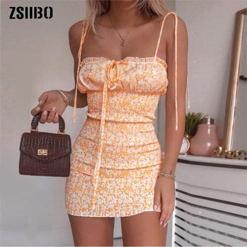 Dress 2021 Floral Print Women Mini Dresses summer dress Sexy Backless Dress Bohemian High Waist Mini Dress robe womens dress