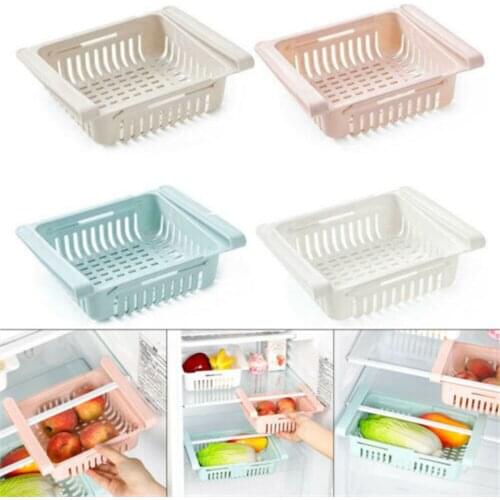 1/2Pcs Kitchen Organizer Stretchable Refrigerator Storage Rack Food Storage Baskets Fridge Container Space Saver Pull-out Drawer