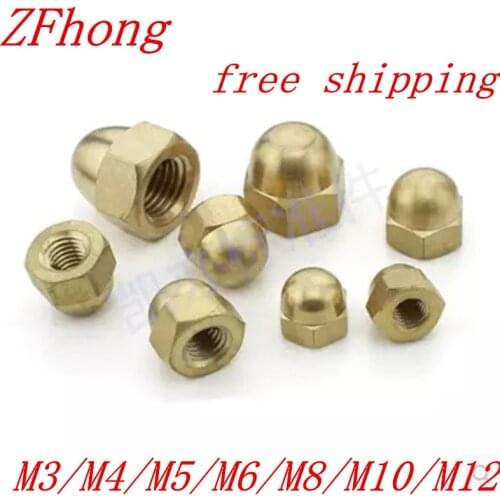 2-50pcs/lot DIN1587 brass Acorn Nuts m3 m4 m5 m6 m8 m10 m12 m16 Copper Bronze Brass Cap Nut Acorn Dome Head Hex Nuts