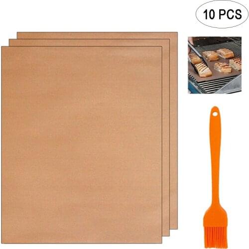 10Pcs/set Reusable BBQ Non Stick Grill Mat Sheet Baking Carpet for Frying Roast Outdoor Picnic Grill Mats Barbecue Tools