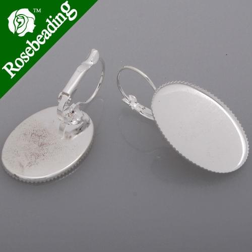 18*25MM Oval Silver Plated Brass French Lever Back Earrings Blank,fit 18*25MM glass cabochons,buttons;sold 50pcs/pkg-C2423