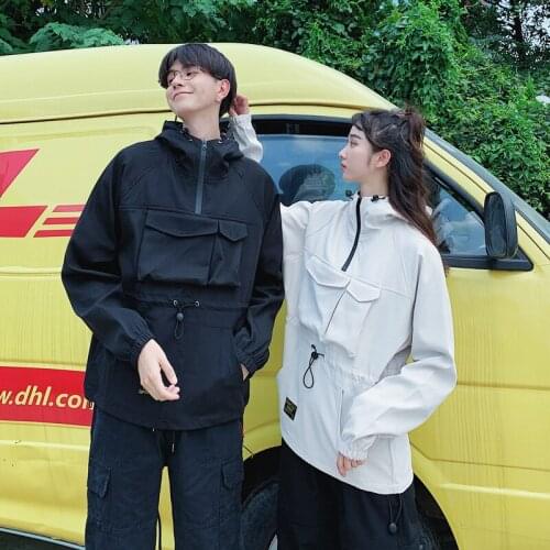 2020 Lovers Wear Hooded Jacket Multi-Pocket Tops Junior High School Students Uniform Sports Jackets Sweater Baseball Windbreaker