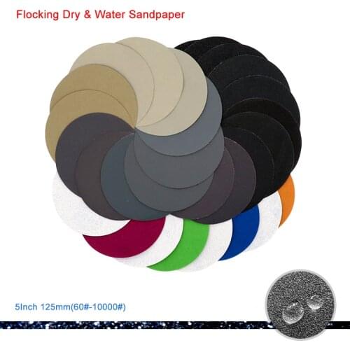 5Inch 125mm 60-10000 Grit Flocking Dry & Water Sandpaper Disc Abrasive Sanding Paper Grinding And Polishing 996A