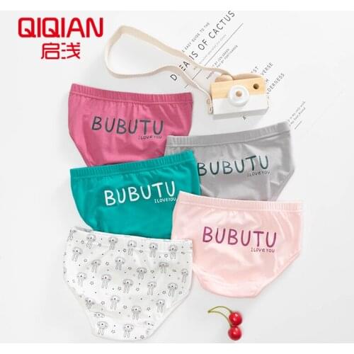 5 Pcs/Lot Kids Underwear Soft Cotton letter printing Girls Panties For 2-11 Years Children Pants Underpants
