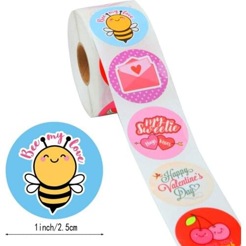 50pcs / wad round Valentines Day sticker gift box package seal paste scrapbook sticker decoration wedding sticker 8 patterns