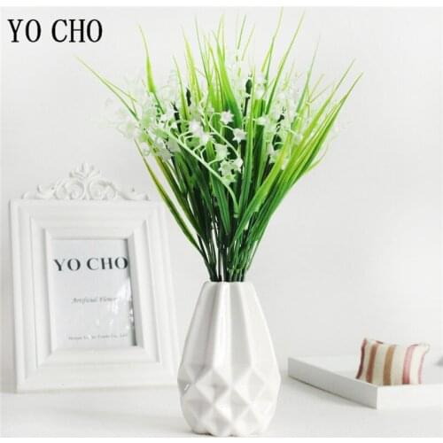 7 Branches Green Artificial Bellflower Plants Plastic Fake Plants Branch for Garden Home Faux Plants for Home Shop Decoration