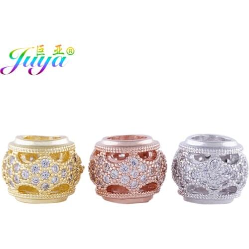 Juya 5Pcs/Lot 10*8mm European Floating Decorative Metal Big Hole Charm Beads Accessories For Handmade Beadwork Jewelry Making