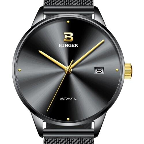 Switzerland BINGER Mens Watches Brand Luxury automatic mechanical Men Watch Sapphire Wrist Watch Male Sports reloj hombre 5080