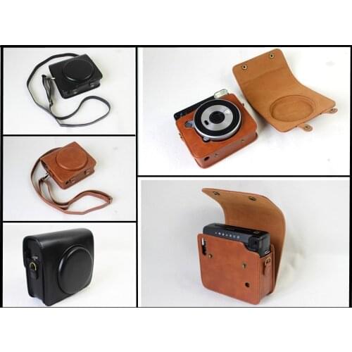 For FUJIFILM Instax SQUARE SQ6 Camera Bag Case PU Leather Vintage Shoulder Strap Pouch Protection Carry Cover