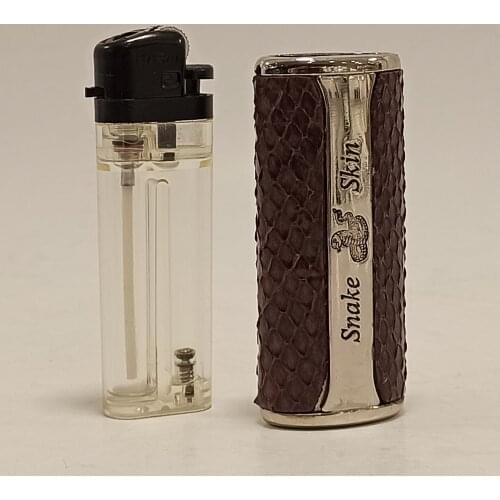 Lighter Case Real Genuine Leather Exotic Snake Skin Gift Box Protector Storage Gas Lighter Cover Cigarette Accessories