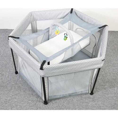 Baby Portable Crib Mesh Playpen Bed Dual-purpose Baby Toddler Crawling Hexagonal Folding 0-2 Years Old Two-layer Crib