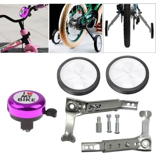 Child Bike Training Wheel Stabilisers 16~24" Security Wheel & Bell