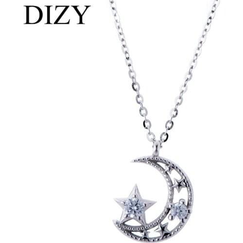 DIZY SOLID 925 SILVER MOON And STAR PENDANT CUTE ROMANTIC JEWELRY DAILY GIFT FOR WOMEN