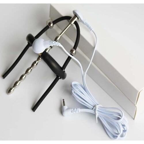 Electric Shocker Cockring With Urine Plug Male Chastity Device Adult Sex Toys For Men Stimulate Glans Erection Metal Penis Plug